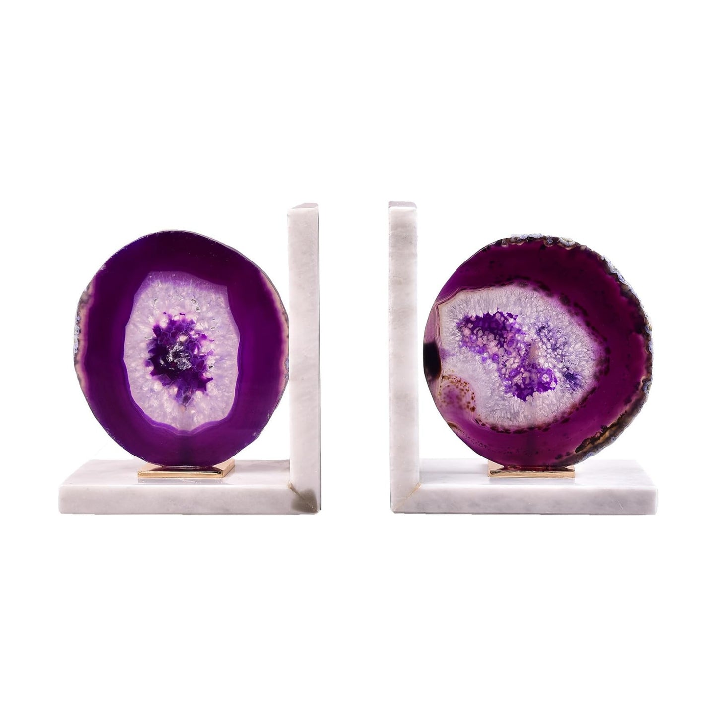 Purple Agate Bookends / 3-4 Lbs / White- Purple