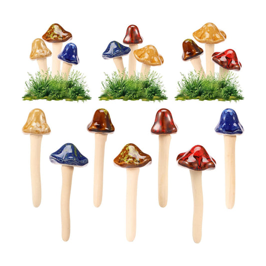 Ceramic Garden Mushrooms / Set of 16