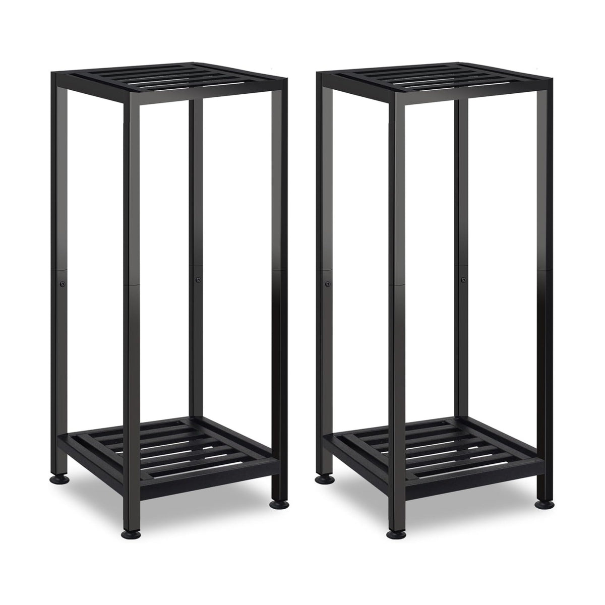 2-Pack Plant Stand Indoor Outdoor, Heavy Duty Wrought Iron Pedestal Stands | 2 Tier Metal Plant Stand Decorative Flower
