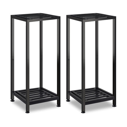 2-Pack Plant Stand Indoor Outdoor, Heavy Duty Wrought Iron Pedestal Stands | 2 Tier Metal Plant Stand Decorative Flower