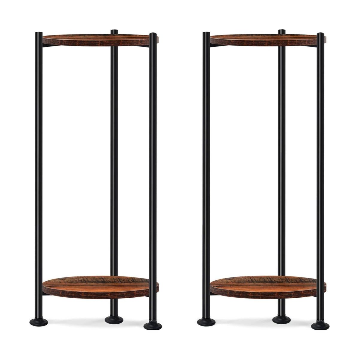 30'' Heavy Duty Plant Stand Indoor, for Living Room, Balcony, Deck, 2-Pack | Rustic Industrial Wood Flower Holder