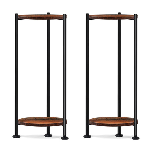30'' Heavy Duty Plant Stand Indoor, for Living Room, Balcony, Deck, 2-Pack | Rustic Industrial Wood Flower Holder