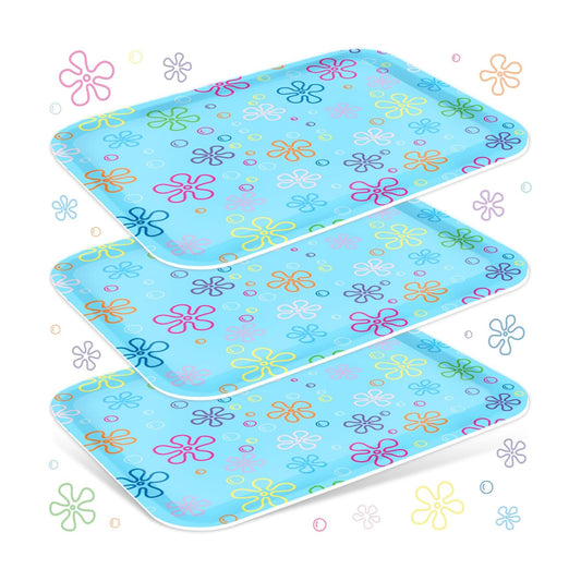 JarThenaAMCS 3Pcs Cartoon Sponge Serving Trays Under the Sea Flower Bubble Reusable Serving Dishes Melamine Platter Party Decoration for Ocean Birthday Party Sharing Snacks Fruit Dessert, 13 x 10 Inch