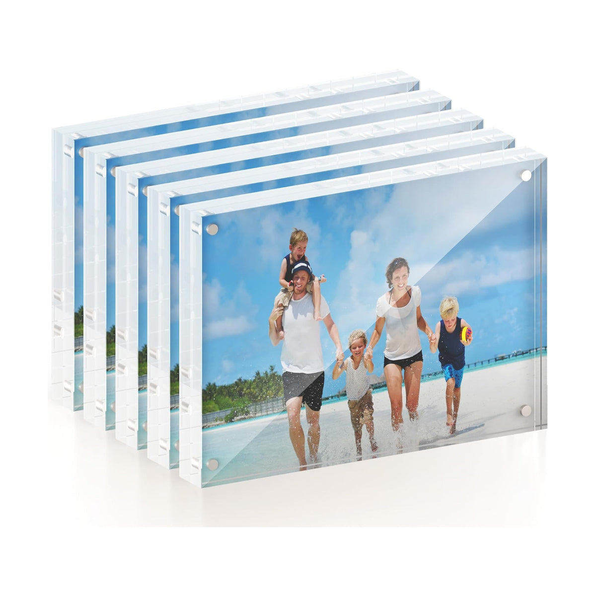 ATZYmolin 5 Pack 5x7 Acrylic Picture Frame, Magnetic Double Sided | 20mm Thick Frameless Clear Transparent Photo Frame