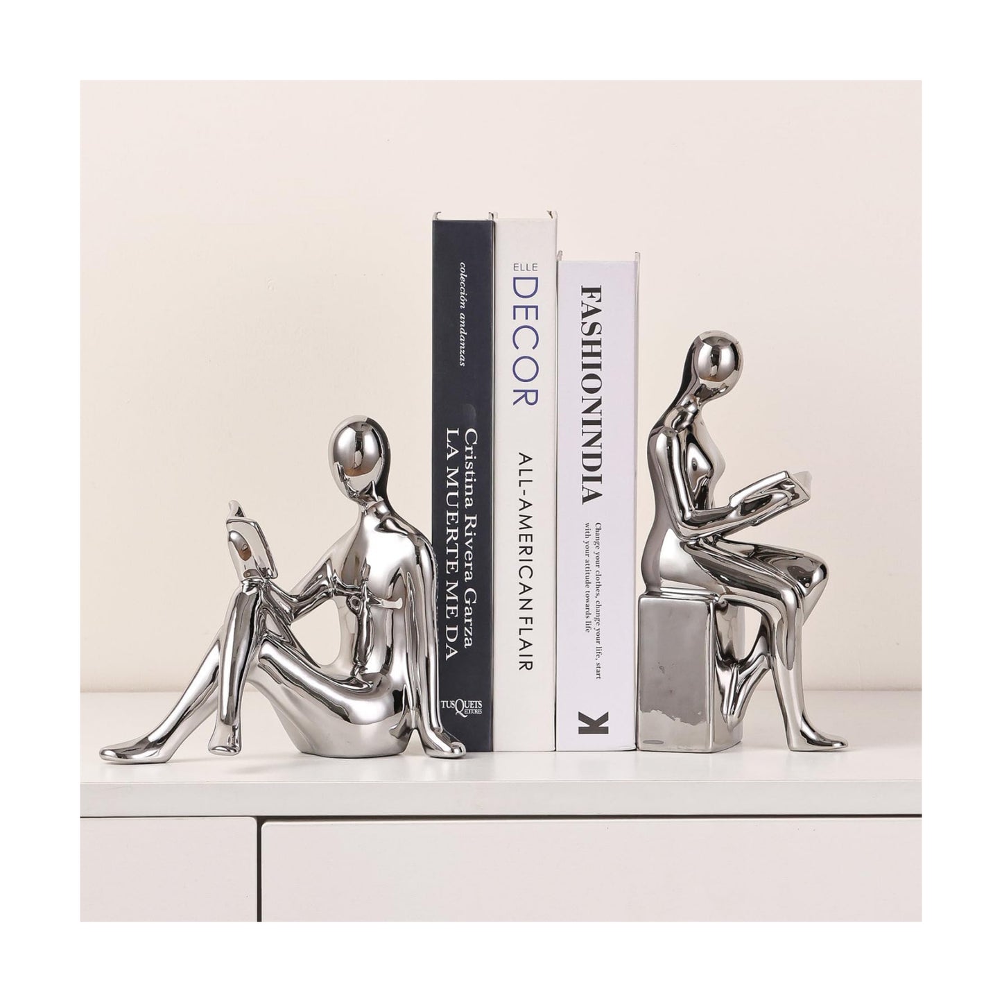 Ceramic Decorative Bookends / Silver