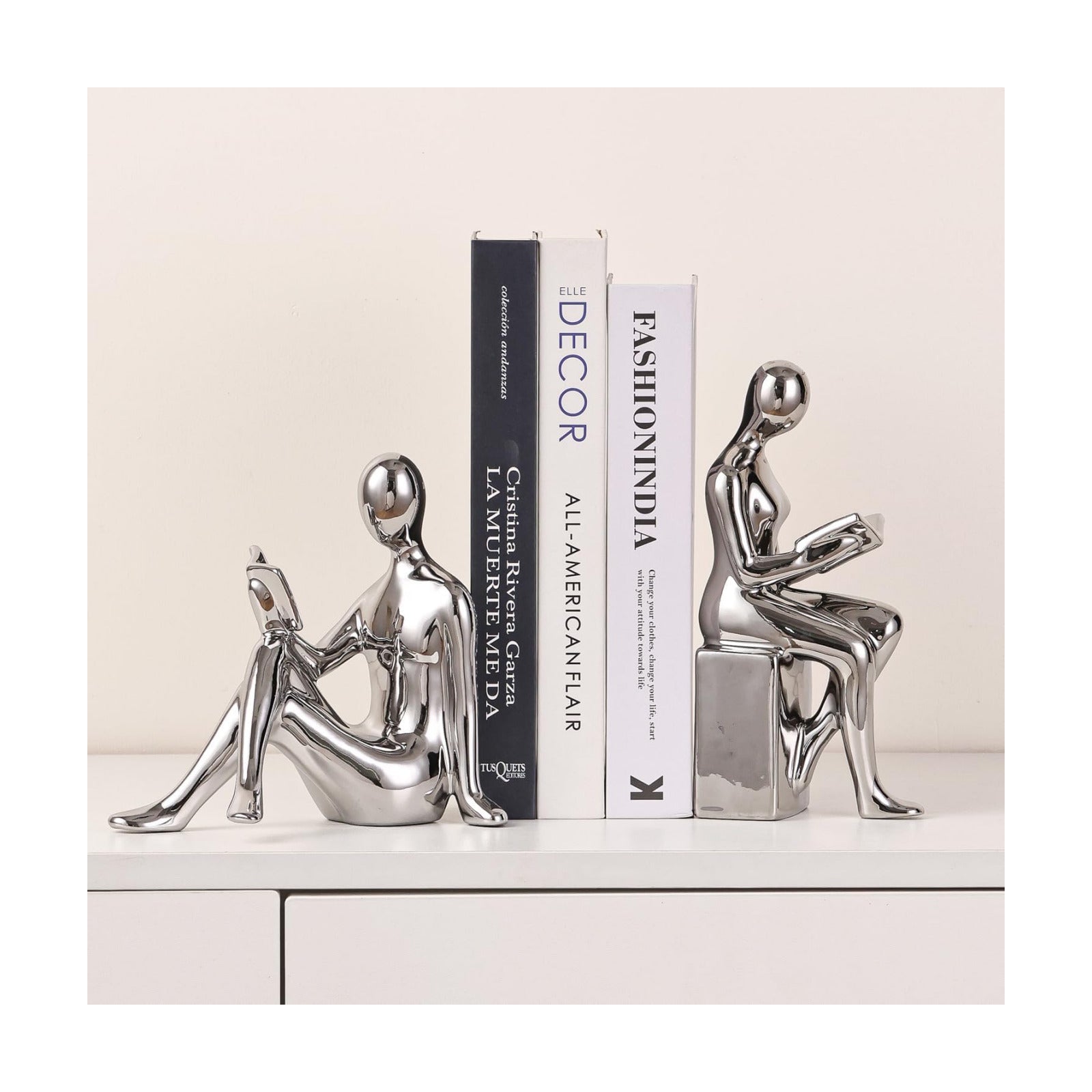 Ceramic Decorative Bookends / Silver