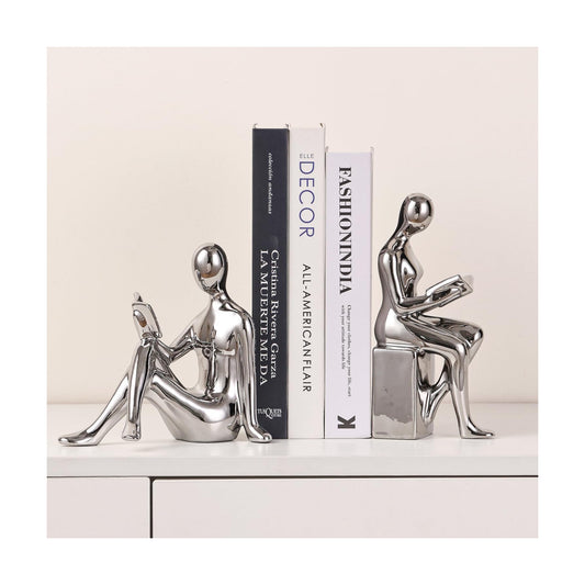 Ceramic Decorative Bookends / Silver