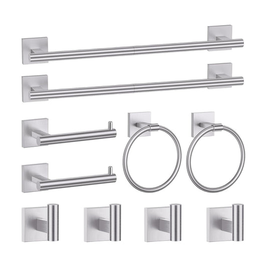 Brushed Nickel Bathroom Hardware Accessories Towel Bar Set, 10 Pieces Bathroom Towel Bar Holder Set, 23.6 Inch