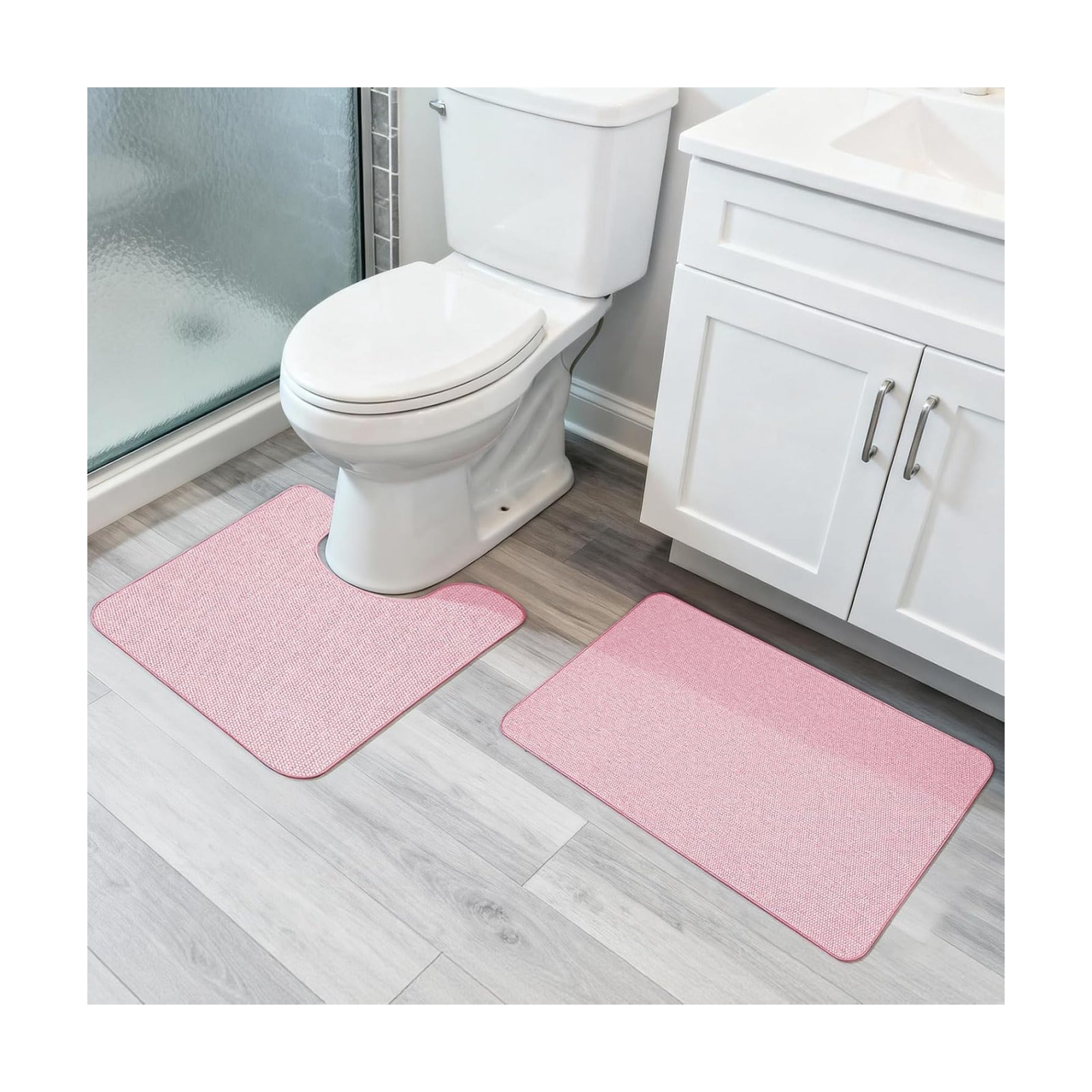 Bosap Bath Mat Set 2 Pieces,Ultra Thin Bathroom Rugs,Rubber Toilet Rugs