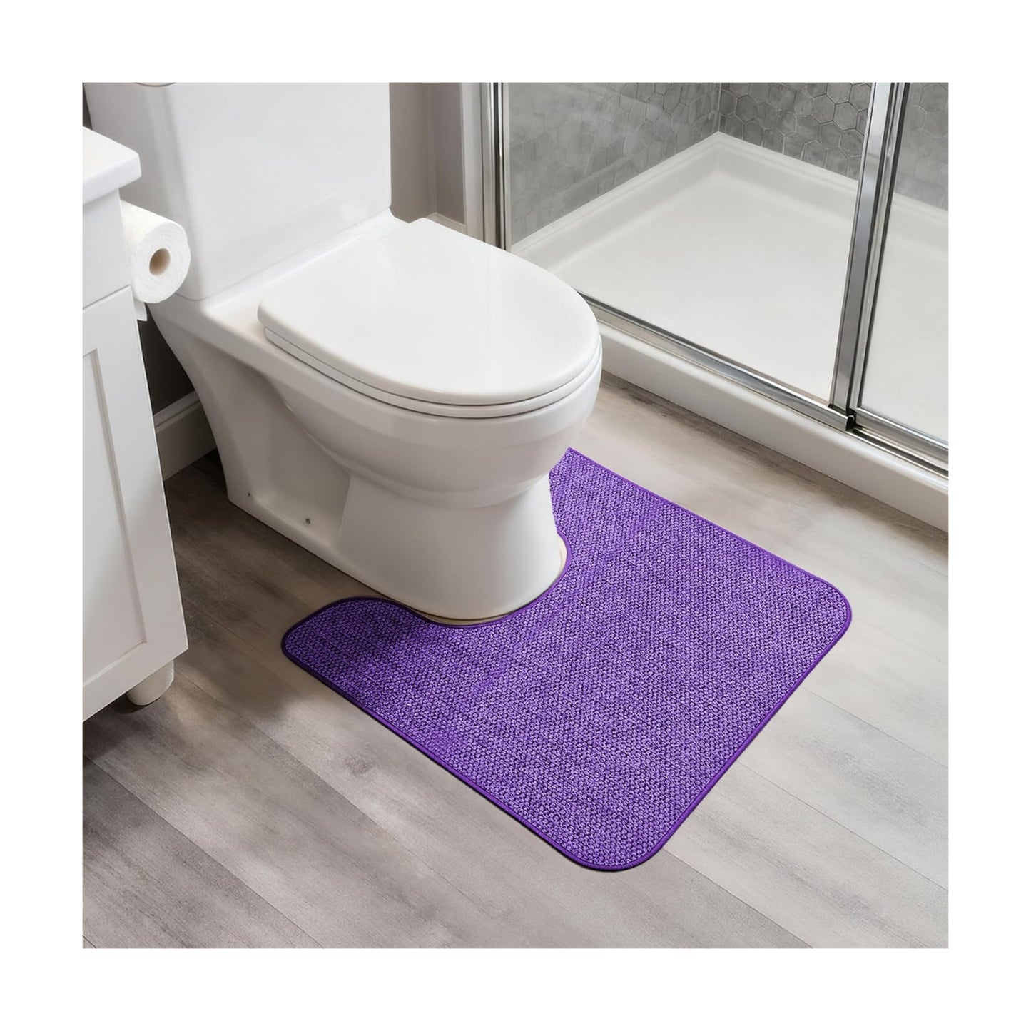 Bosap Toilet Rugs U Shaped Bathroom Rug,Machine Washable Non Slip Quick Dry Super Absorbent Ultra Thin Toilet Mats for