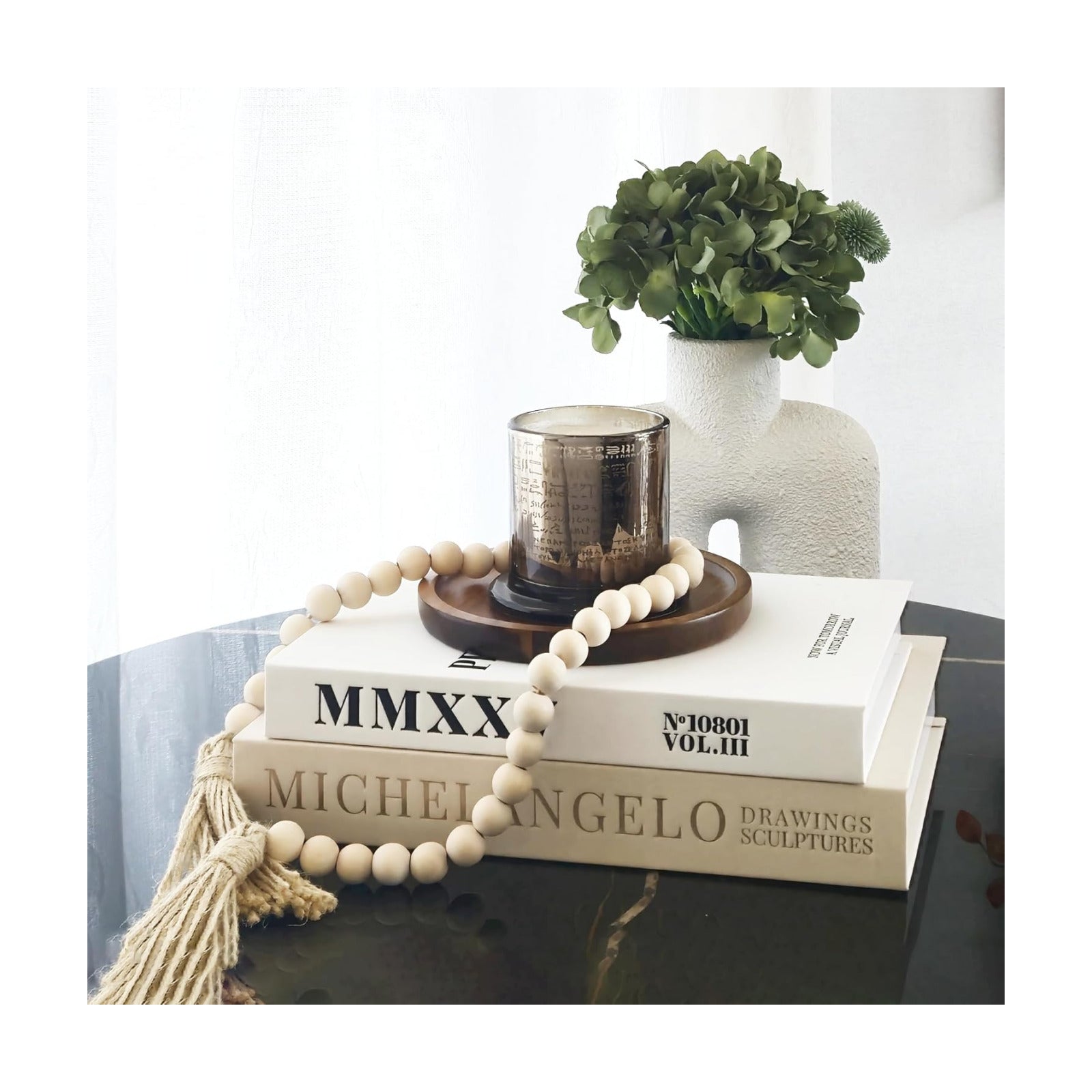 Wood Tray / 2 Linen Fake Book Boxes