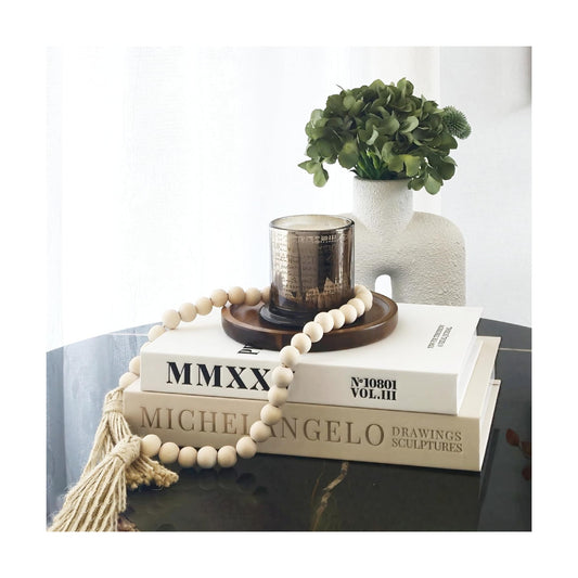 Wood Tray / 2 Linen Fake Book Boxes