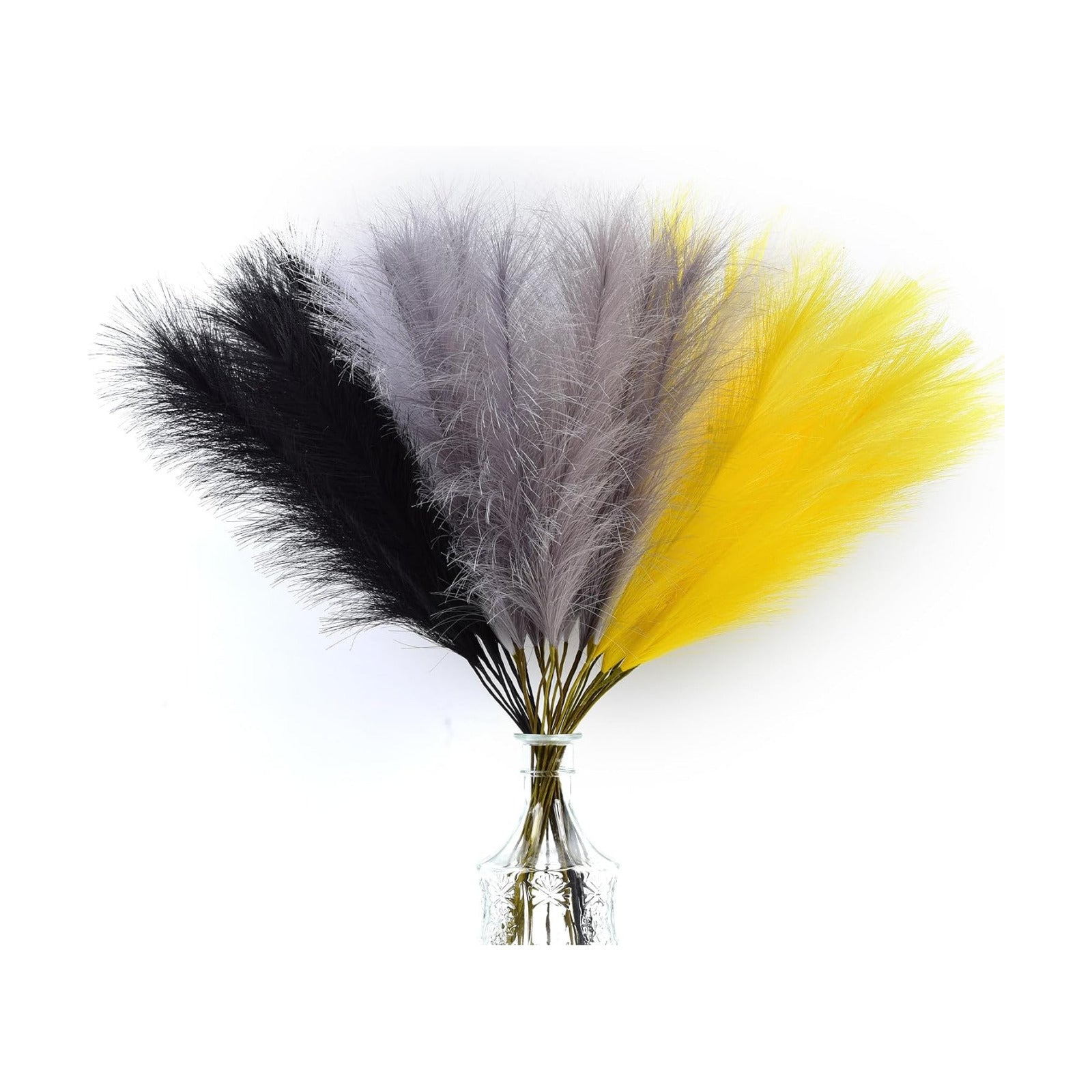 Faux Pampas Grass Bouquets Artificial Pampas Fake Pampas Flower / Yellow / 23 Inch / Set of 16
