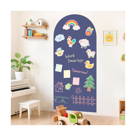 Arch Magnetic Wall Decal Magnetic Chalk Board Sticker / 18"W x 39"H / Dusty Blue / 39.3 x 17.5