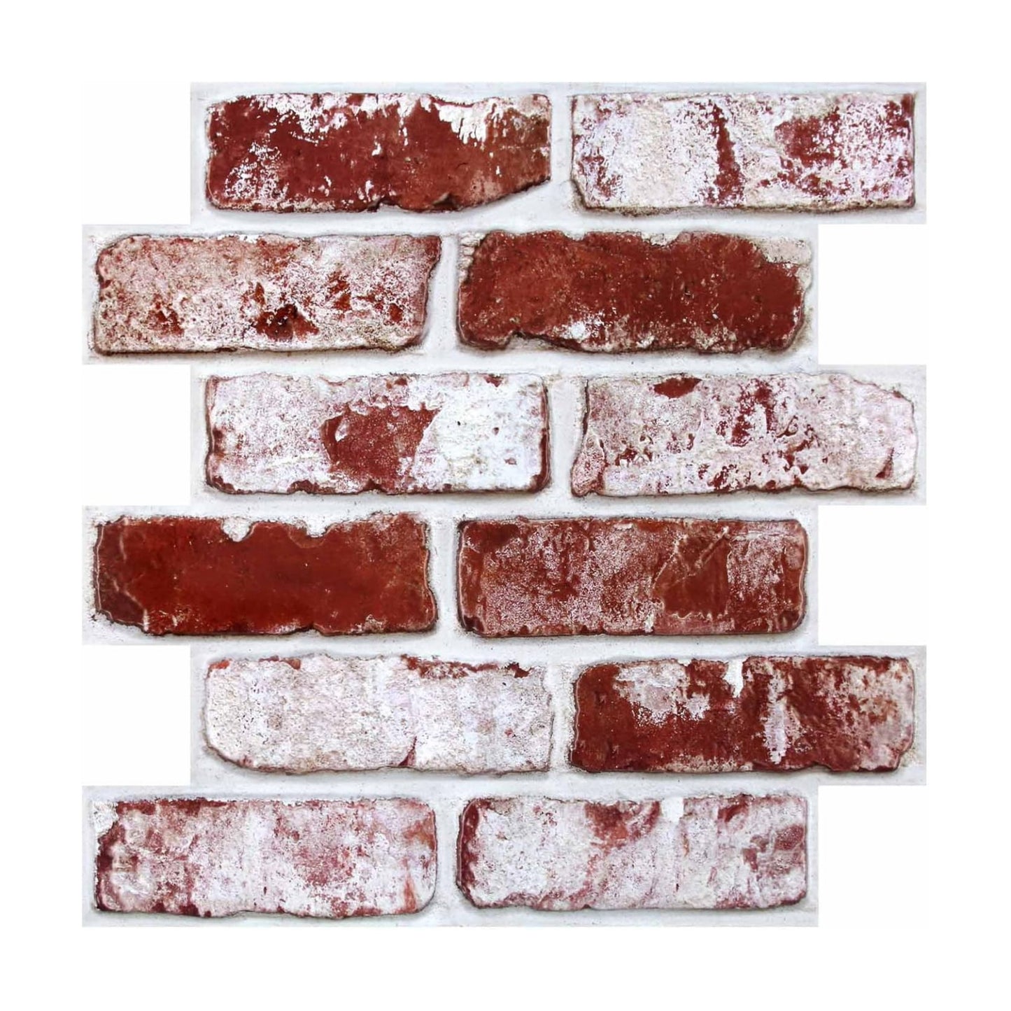 3D Peel and Stick Faux Brick Wall Panels / SM-BRICK-D / Red / 11.8 x 11.8 / Set of 10