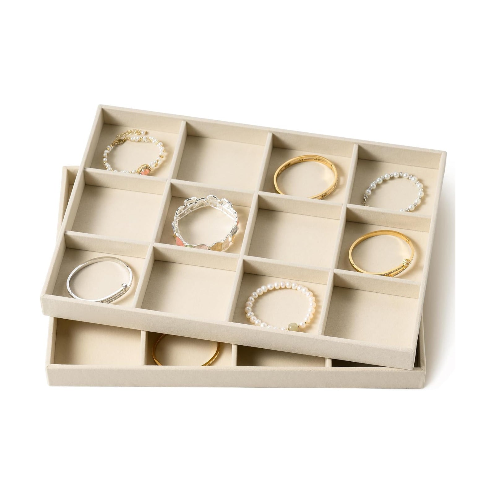 Drawer Jewelry Organizer & Display Trays / 12 Grids + 12 Grids / 13.8 x 9.4 x 1.2 / Set of 2