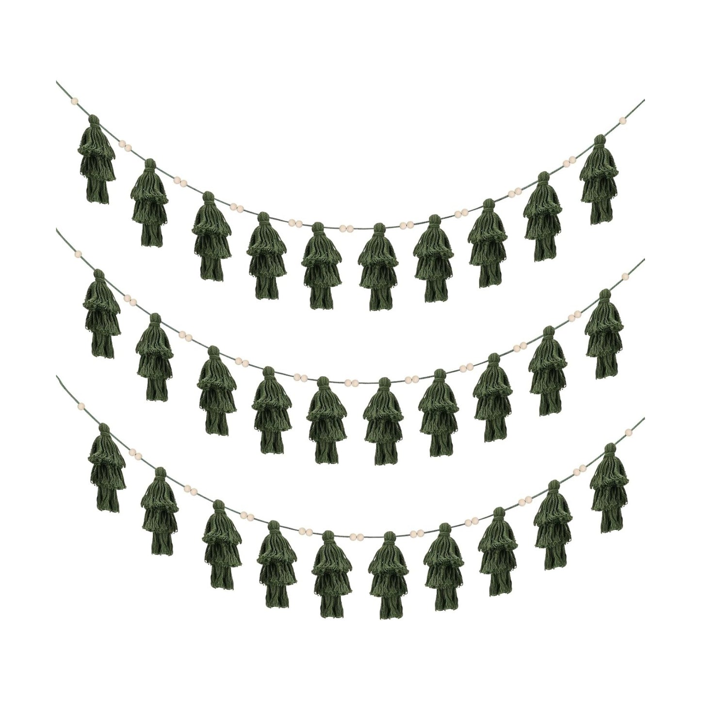 Boho Tassel Garland Christmas Tree Banner Decor Wall Hangings Home Decoration / Set of 3