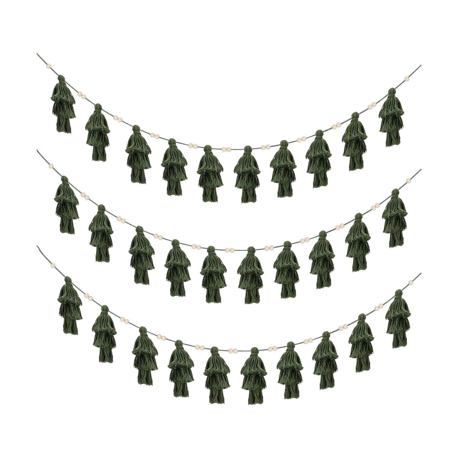 Boho Tassel Garland Christmas Tree Banner Decor Wall Hangings Home Decoration / Set of 3