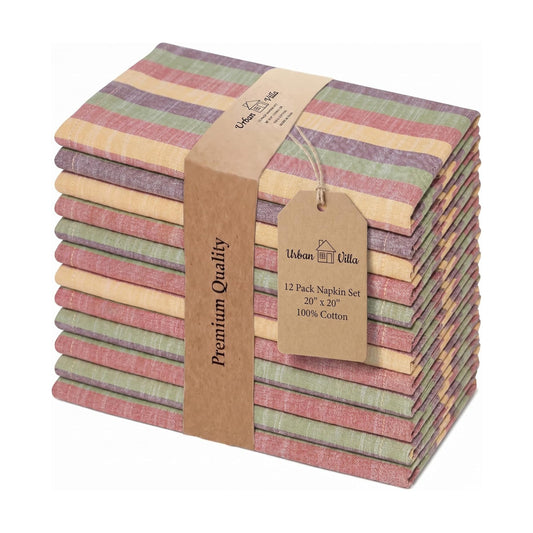 Urban Villa Cloth Napkins Cotton 20x20 (Set of 12) Harvestst Ripes