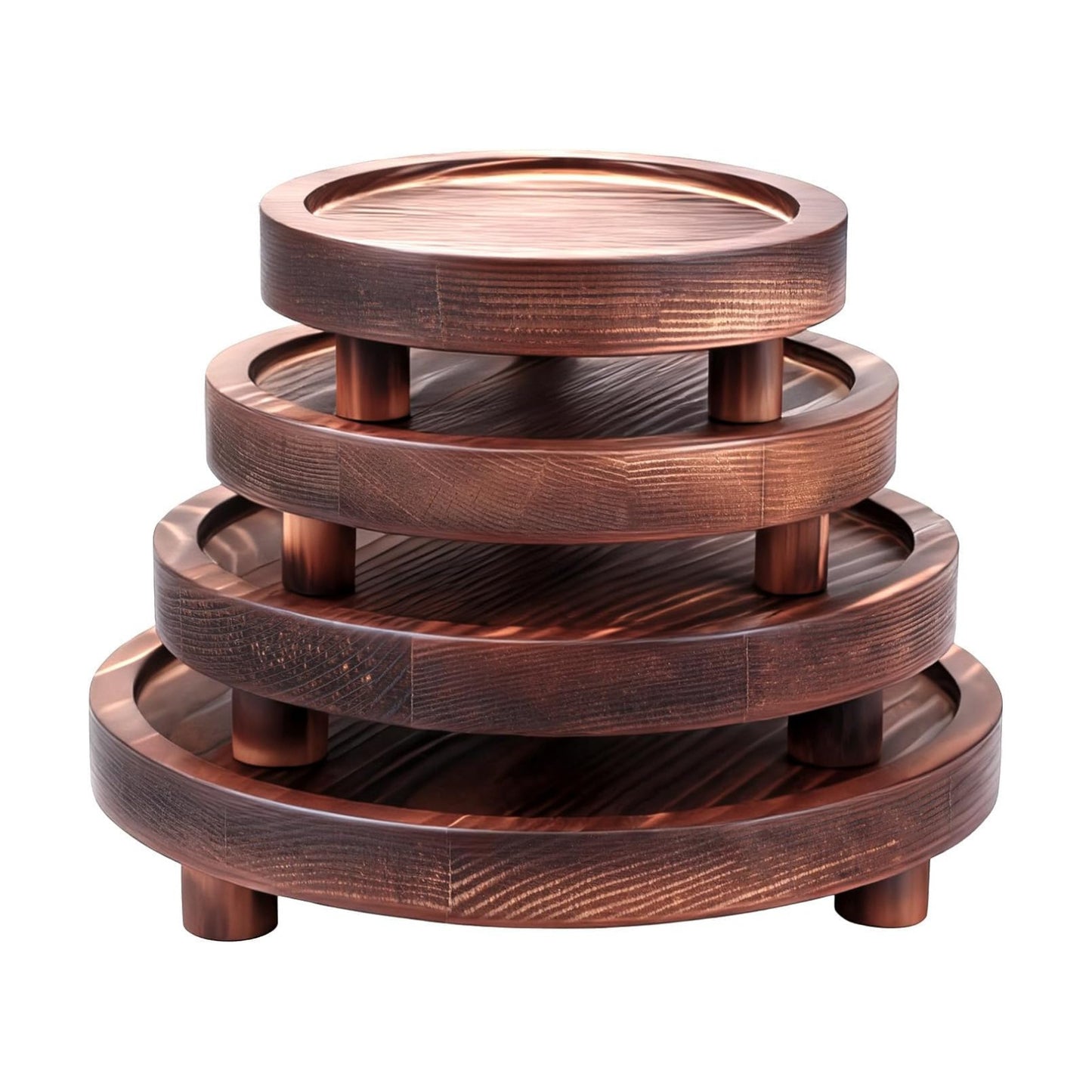 Wooden Risers for Display 8/7/6/ Wood Pedestal Stand Mini Tray Stand / Brown / 5 Inch / Set of 4
