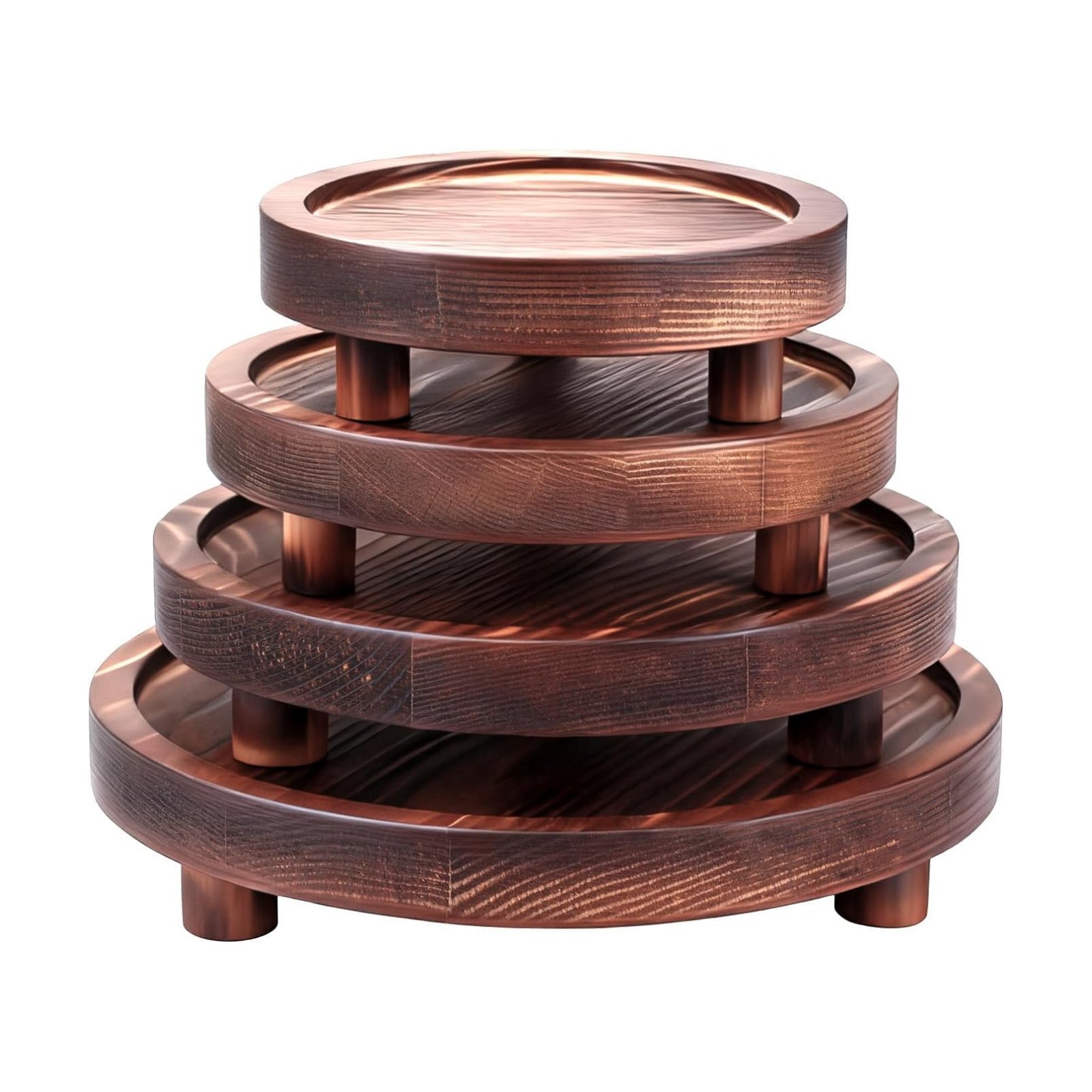 Wooden Risers for Display 8/7/6/ Wood Pedestal Stand Mini Tray Stand / Brown / 5 Inch / Set of 4