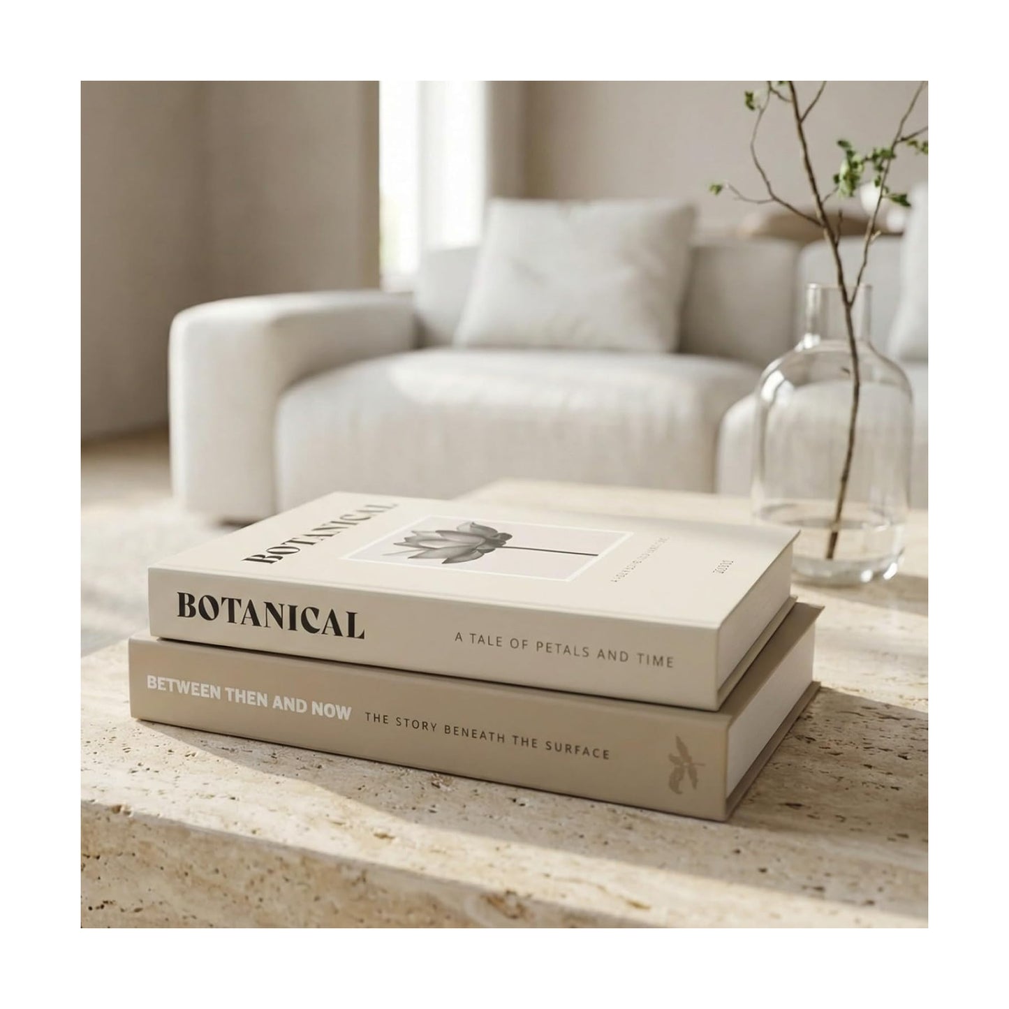 Decorative Books / Boxes Coffee Table / Almond-cream / Set of 2