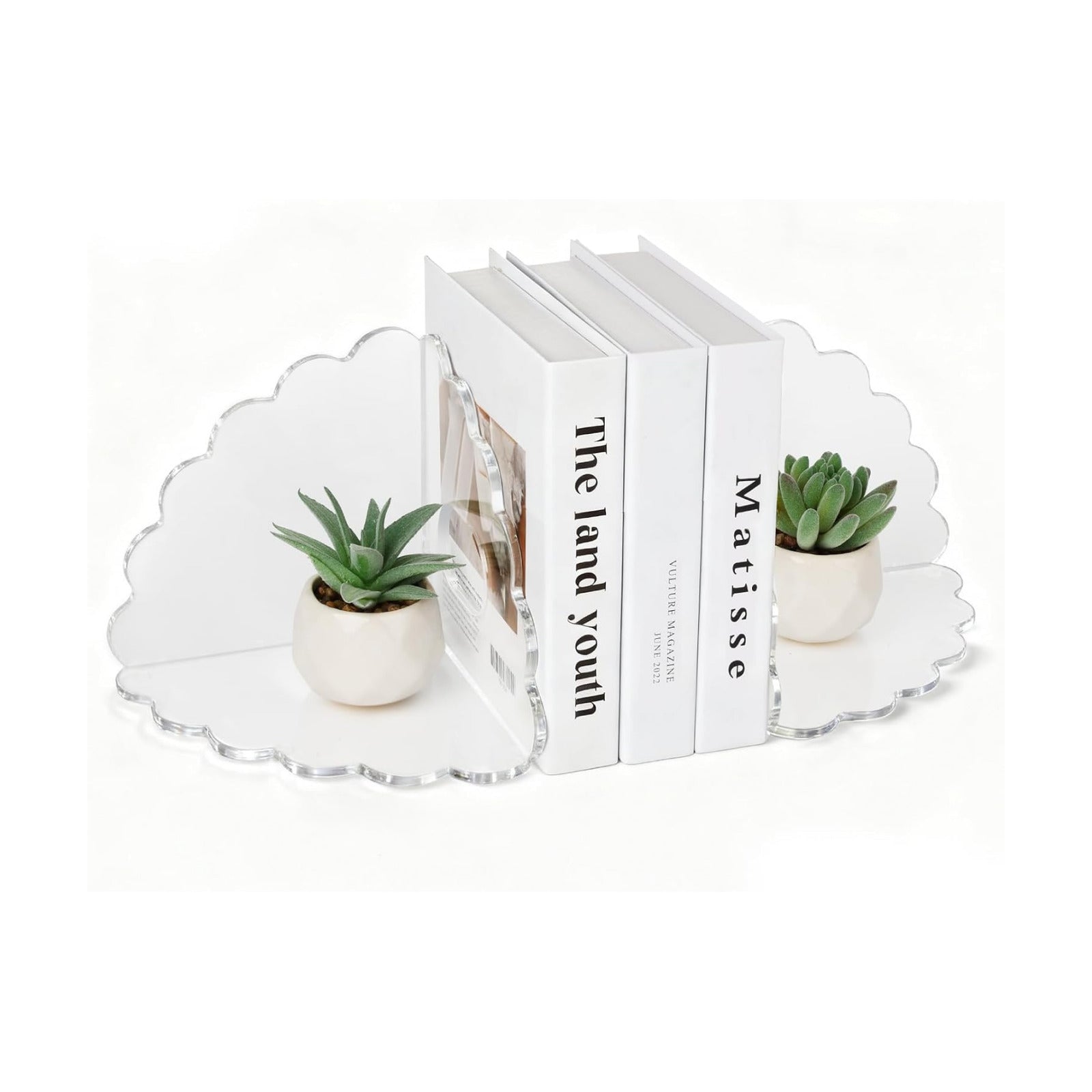 Scalloped Acrylic Bookends / Clear / Set of 2