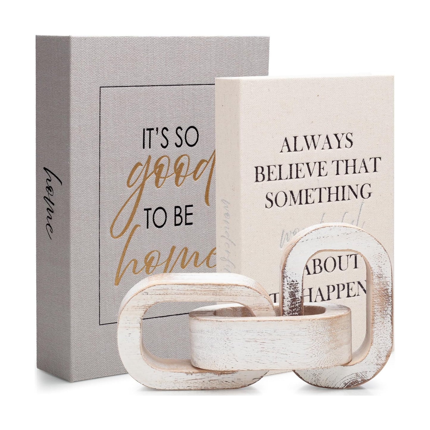 Modern Decorative Books Linen Hardcover Faux Book Box / Set of 2
