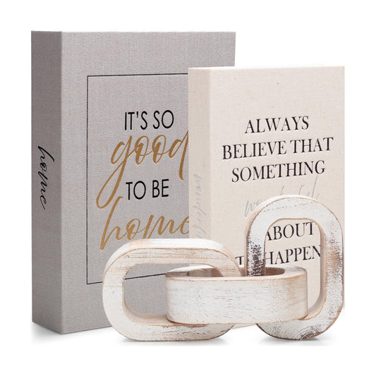 Modern Decorative Books Linen Hardcover Faux Book Box / Set of 2