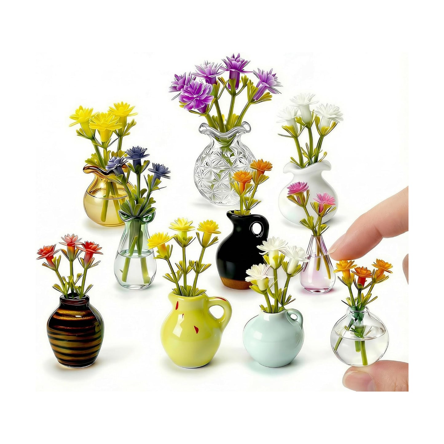 Artisan Bud Vases / Glass & Ceramic / Set of 10