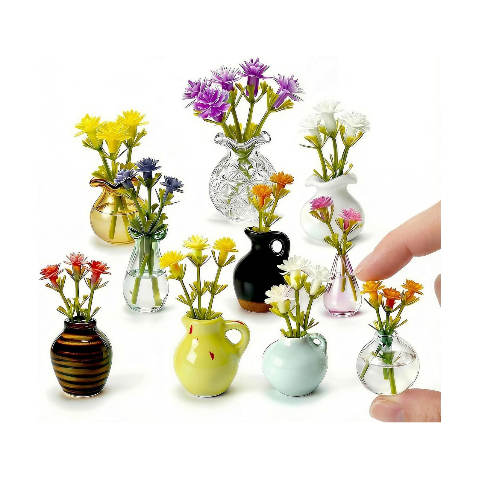 Artisan Bud Vases / Glass & Ceramic / Set of 10