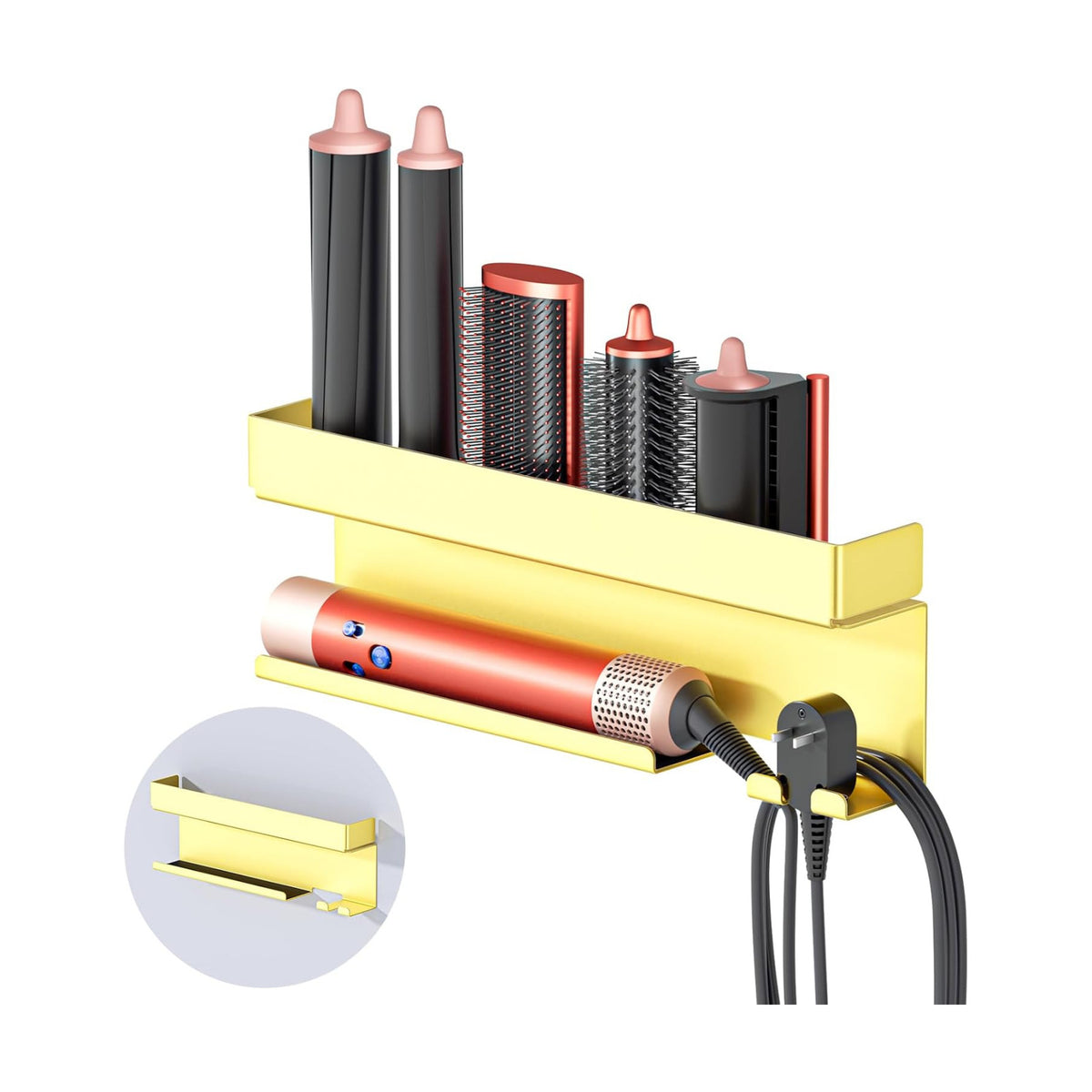 Storage Hair Dryer Holder for Curling Iron Accessories, Hair Tool Organizer Wall Mount, Curling Iron Holder, Bathroom