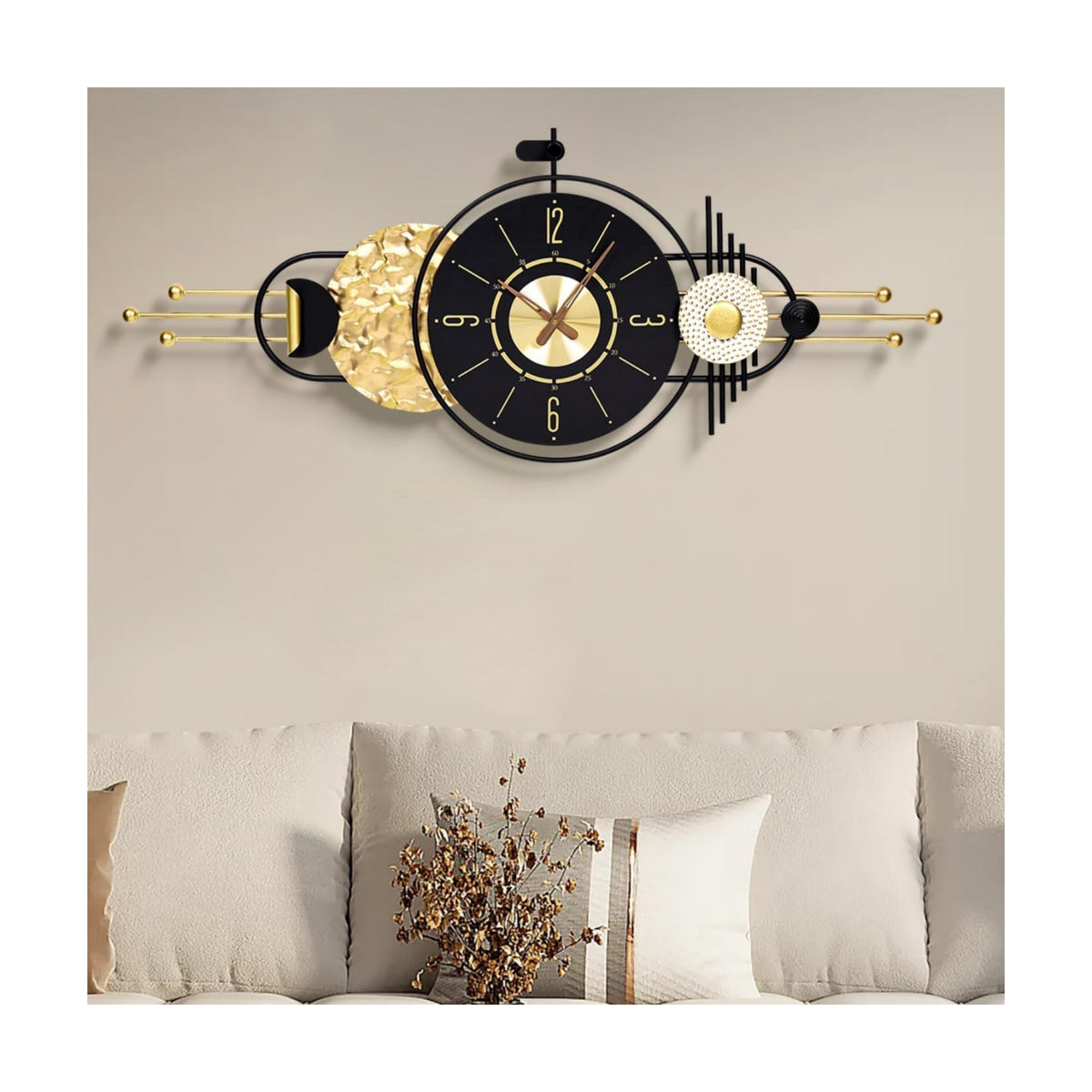 47x19 Inch Modern Large Wall Clock Battery Powered for Living Room | Quartz Movement, Easy-Read Analog Dial, Sleek