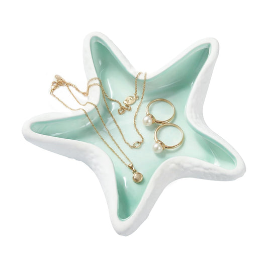 Ceramic Jewelry Tray / 7.08 x 7.08 x 1.4 / Starfish