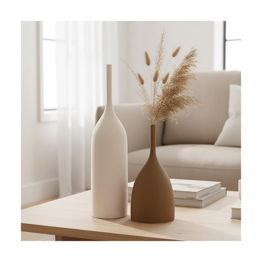 Ceramic Vases / Modern Boho Vases for Centerpiece Decor / Multicolor-2 / Set of 2