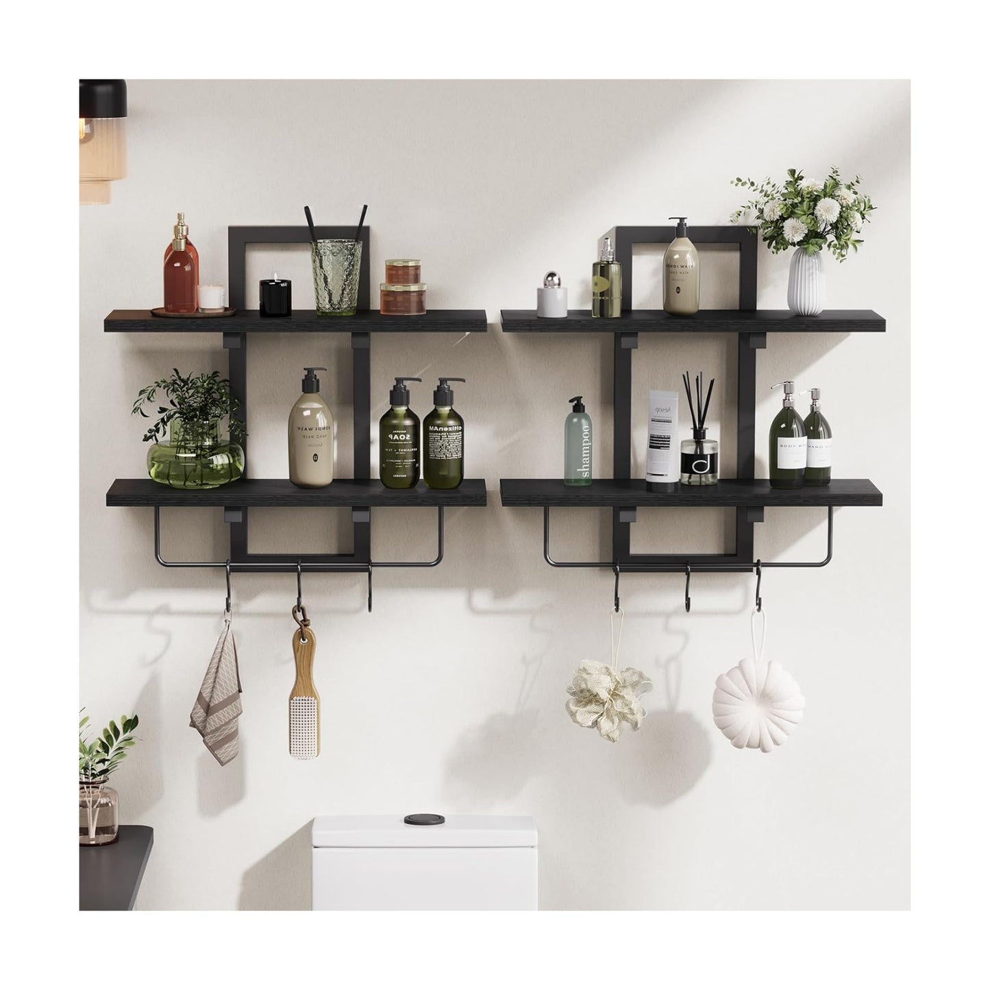 Floating Shelves / Wall Mounted Storage Shelves / Black / Set of 2