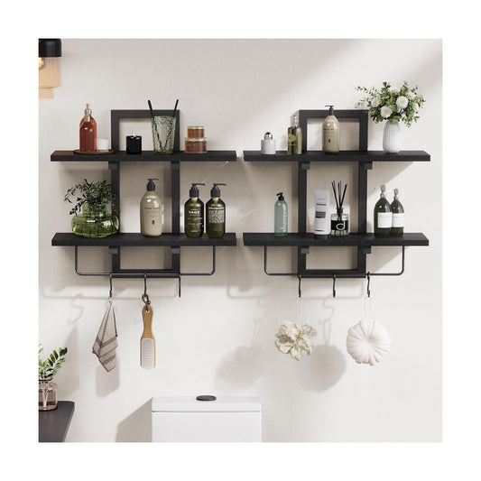 Floating Shelves / Wall Mounted Storage Shelves / Black / Set of 2