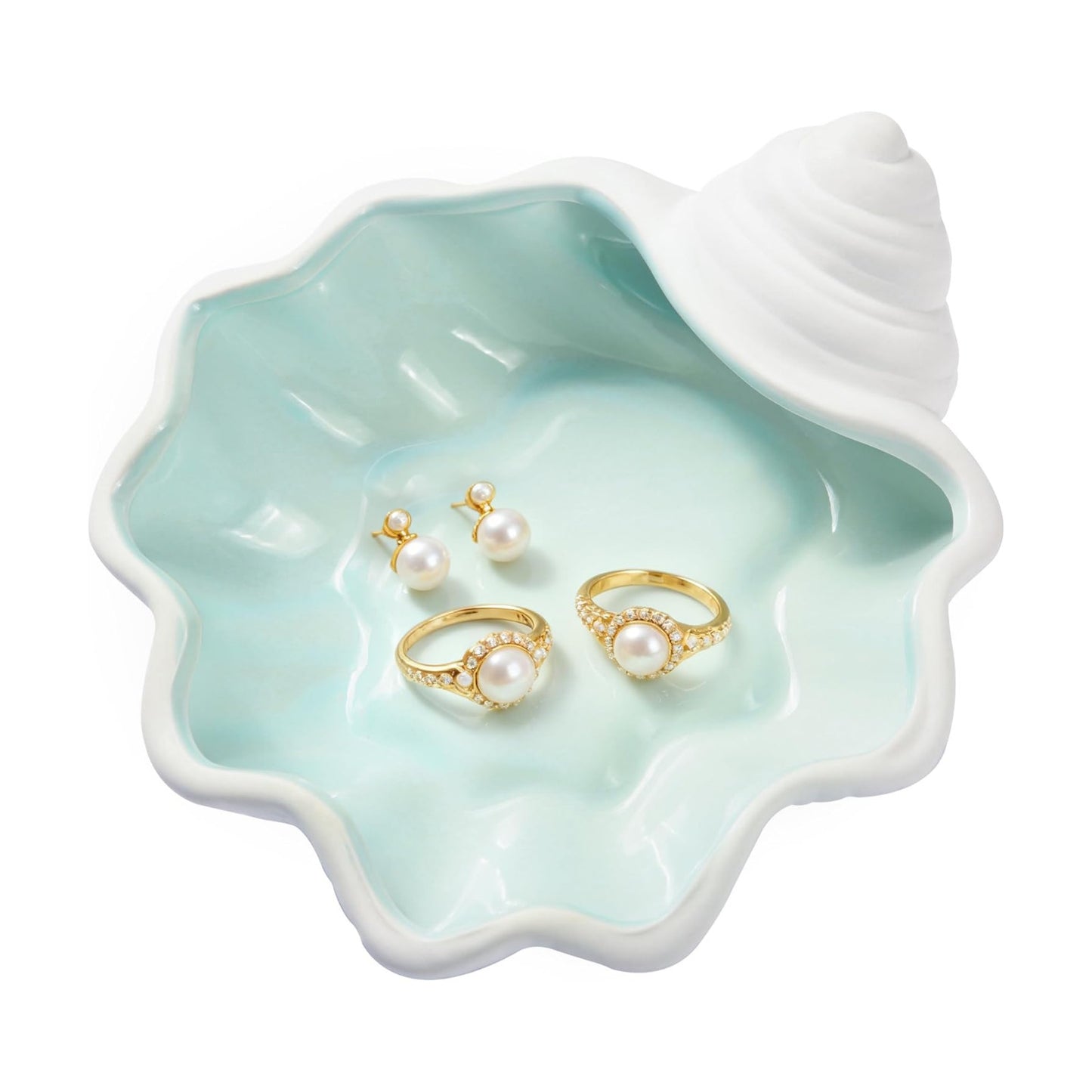 Ceramic Jewelry Tray / 6.69 x 6.3 x 2.68 / Shell