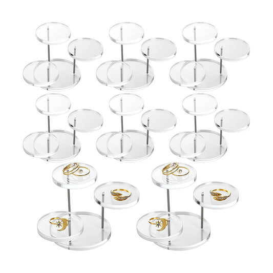 Round Acrylic Display Riser Stands for Small Items 3 Tier Jewelry Display Stands / Clear / Set of 8