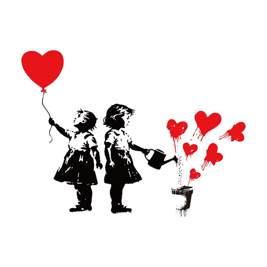 2 Sheets Banksy Wall Stickers Removable Vinyl Wall Decals Banksy Graffiti Art Mural / Balloons Girl