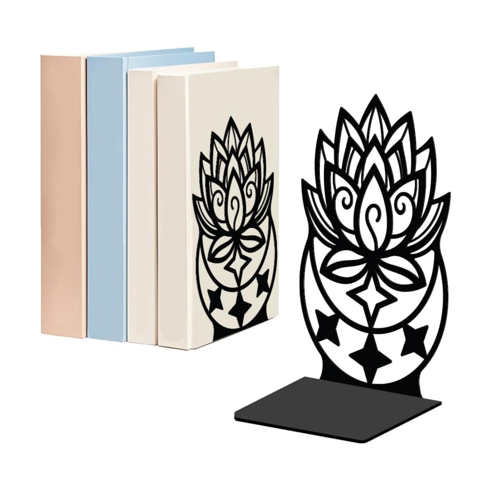 Moon Metal Decorative Bookend / Lotus