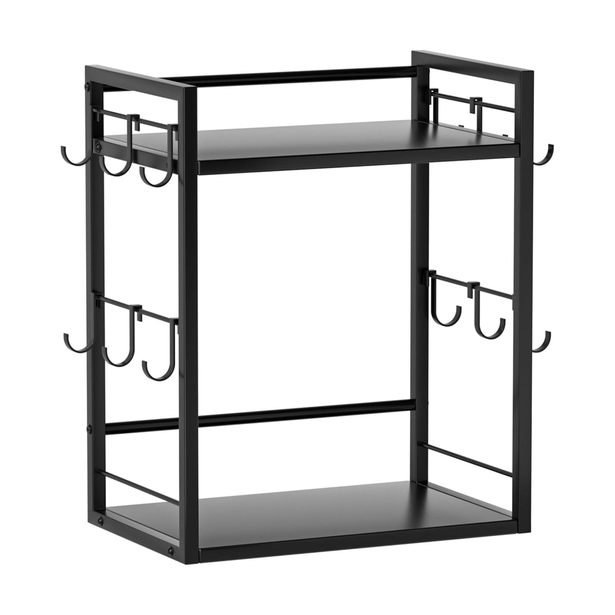 Dorhors Coffee Bar Organizer,Mug Holder,Station Organizer Kitchen Counter | 2 Tier Black Wood Coffee Bar Accessories