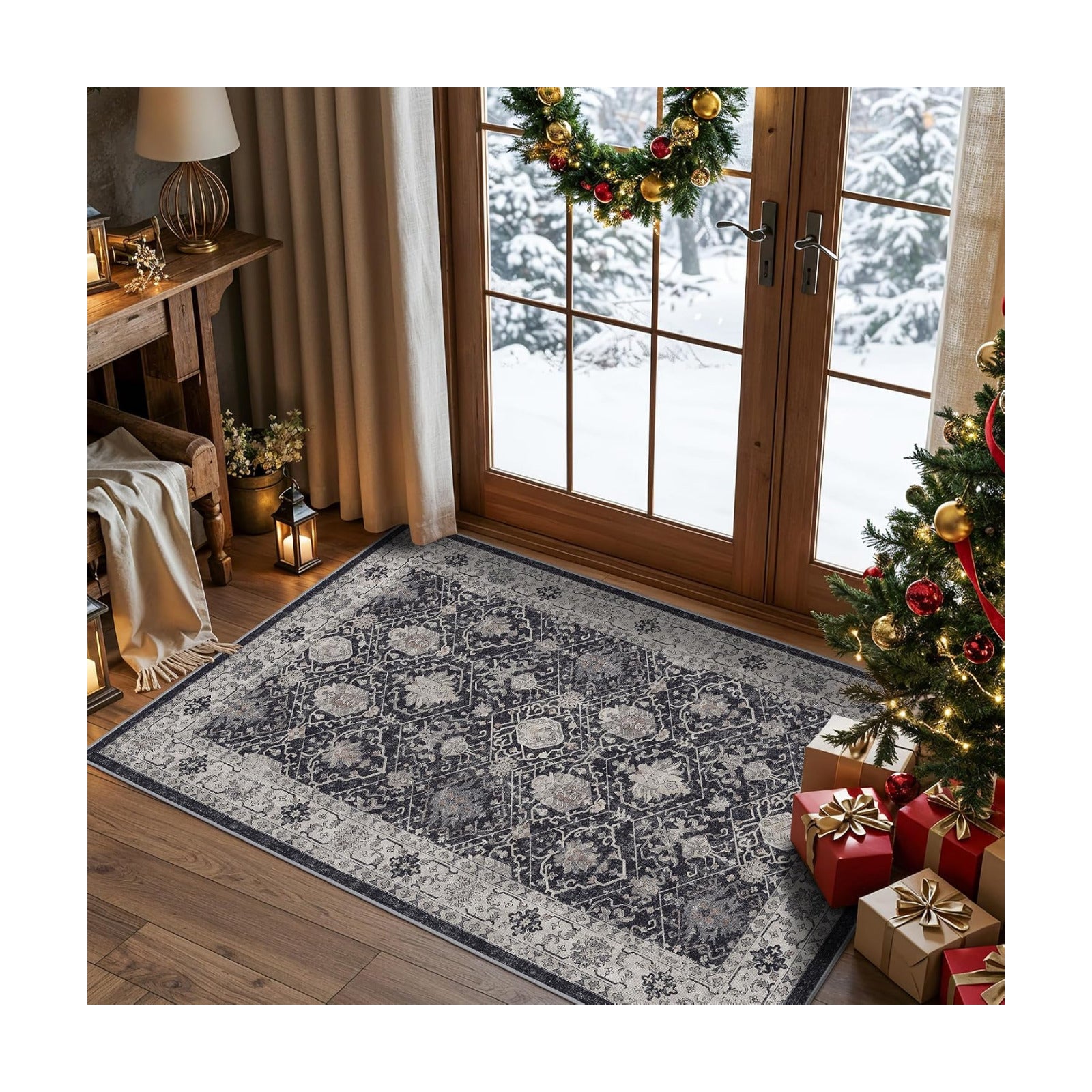 Washable 3x4 Entryway Area Rugs: Ultra Soft Low Pile Carpet for Kitchen Nursery Indoor Light-Weight Doormat Anti-Slip