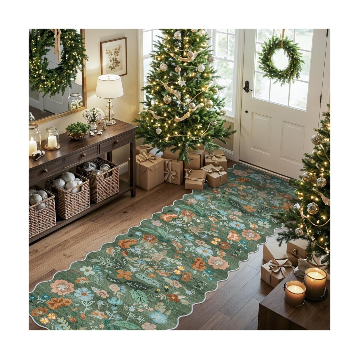 Washable 2x8 Hallway Runner Rug: Water-Resistant Kitchen Rug Soft Bedroom Carpet Non-Slip Indoor Hardwood Floor Mat for