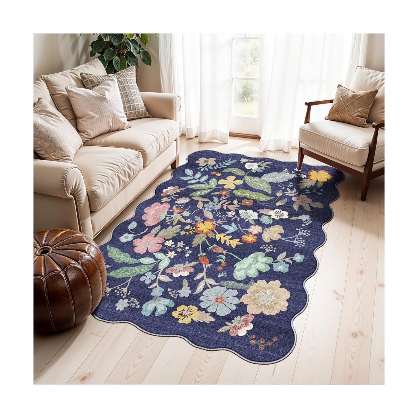 Washable 3x5 Entryway Area Rugs: Ultra Soft Low Pile Carpet for Kitchen Nursery Indoor Light-Weight Doormat Anti-Slip