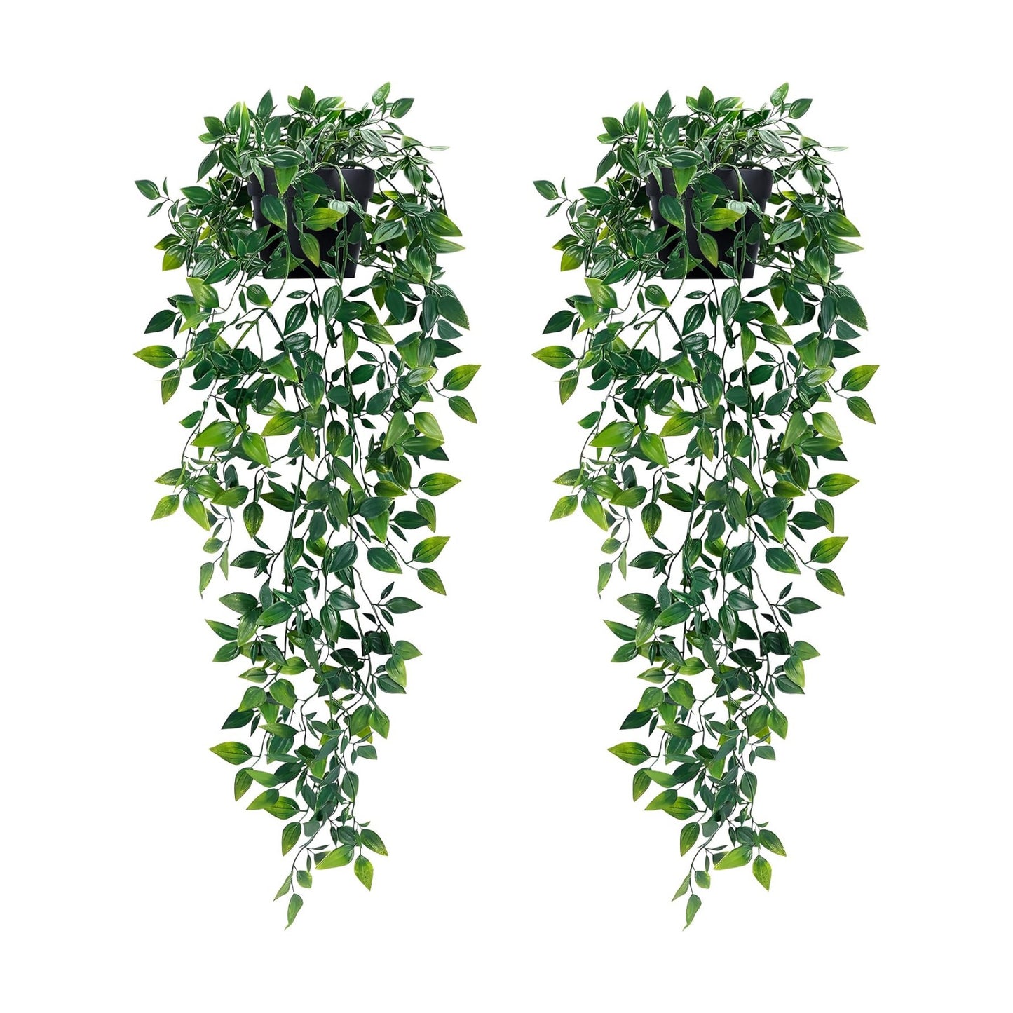 Waipfaru 2Pcs Fake Hanging Plants with Pot Eucalyptus Leaves Fake Vines