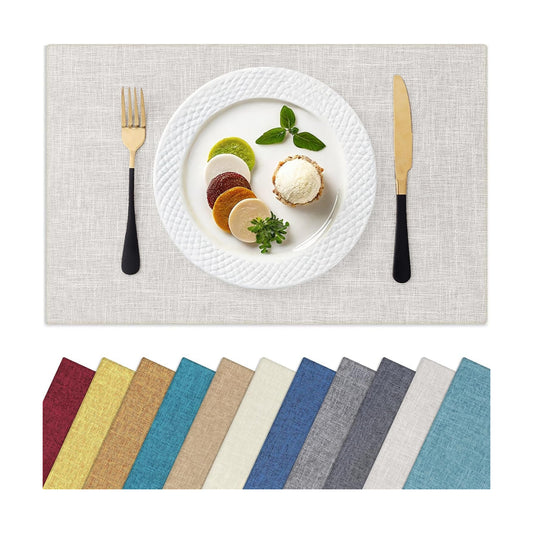 Homaxy Cloths Placemats for Dining Table Set of 6, 13" x 19", Beige | Heat Resistant, Washable, Cotton Linen Blend