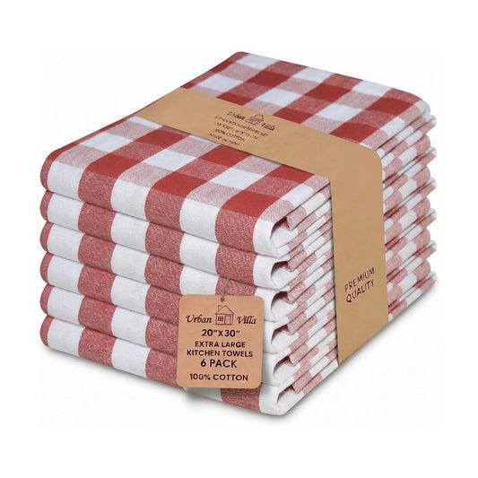 Urban Villa Kitchen Towels Cotton Dish Towels 20”x30” (Set of 6) Rust