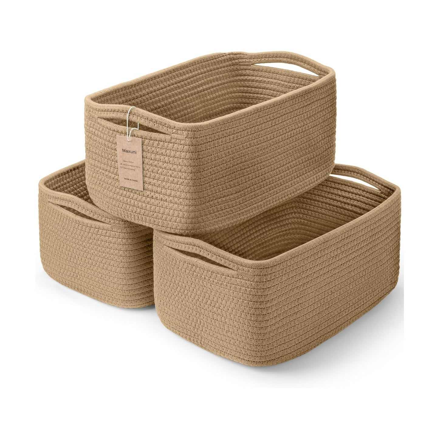 Woven Shelf Toy Basket / 11.8"lx7.8"wx5.1"h / Brown / Set of 3