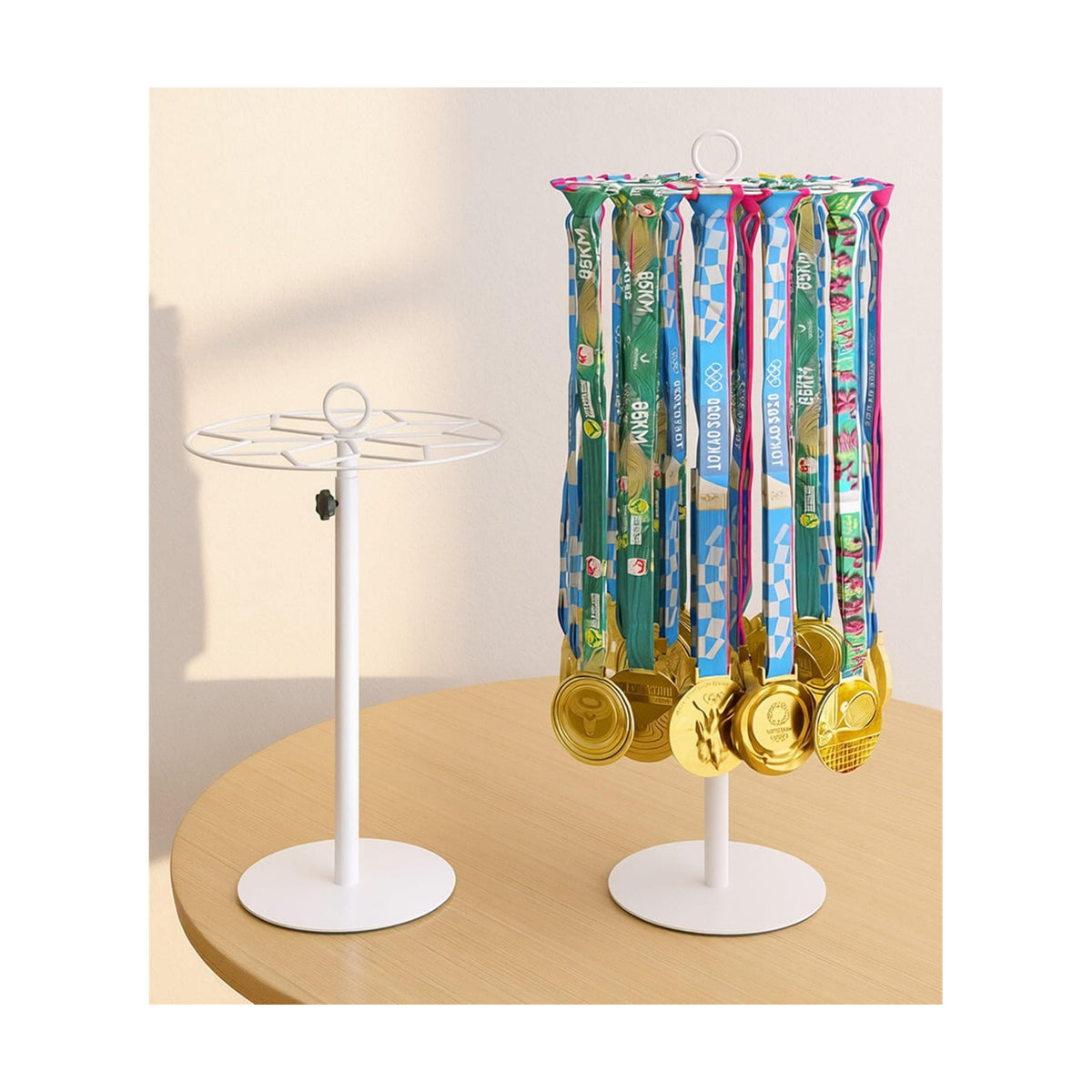 Rotatable Medal Hanger Display – Adjustable Medal Honor Display – Desktop Metal Medal Holder for Running, Sports